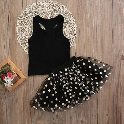 US STOCK Kids Girls Toddler Princess Dress Children Baby Party Pageant Dot Bowknot Clothes Outfit Costume 2pcs | Детская одежда и