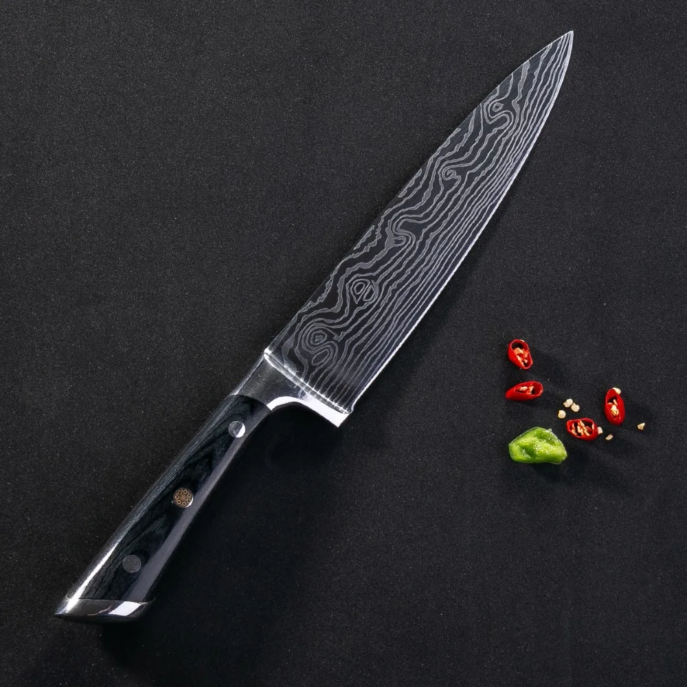 Кухонные ножи DAOMACHEN, Дамасские Ножи G10 из нержавеющей стали, нож для очистки овощей, нож для нарезки сантоку, нож для приготовления пищи