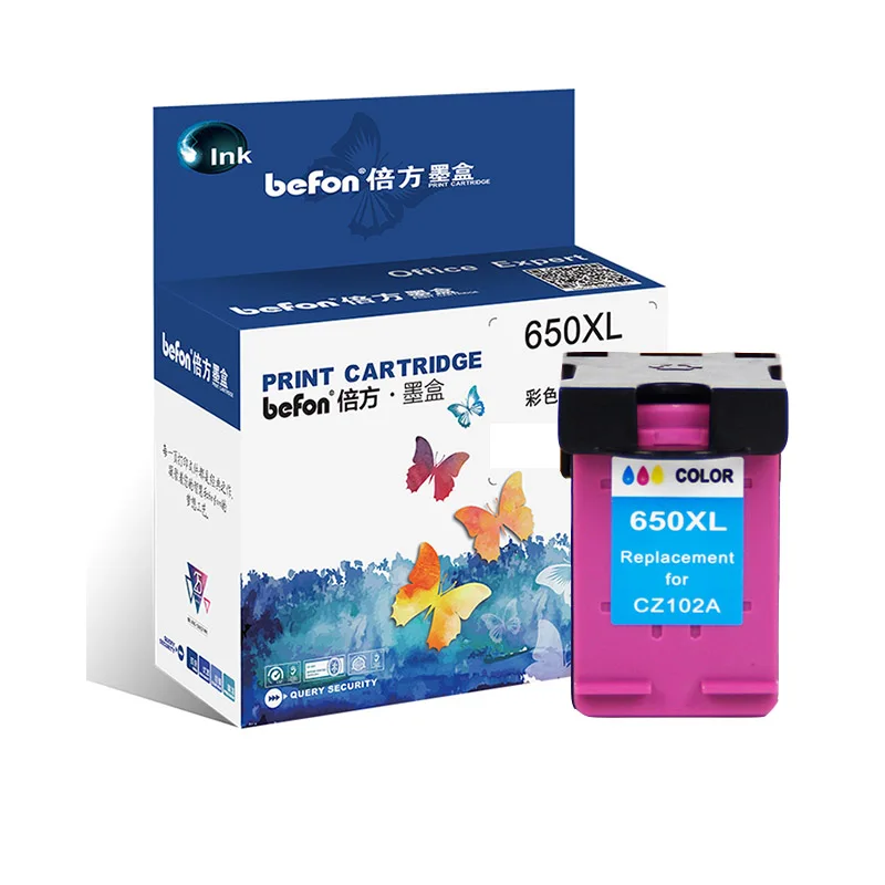 Befon черный Цвет 650XL сменный картридж для принтера для hp 650 hp 650 XL для hp Deskjet 1015 1515 2515 2545 2645 3515 4645 принтер - Цвет: 1 Bk 1 Tri-color