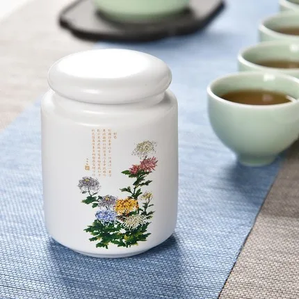 yaguangbaijuhua Фарфоровая чайная коробка Exquisi, керамическая банка для чая с фиолетовым песком, керамическая банка из фиолетовой глины, кухонная фарфоровая банка, может использоваться в качестве подарка - Цвет: yaguangbaijuhua