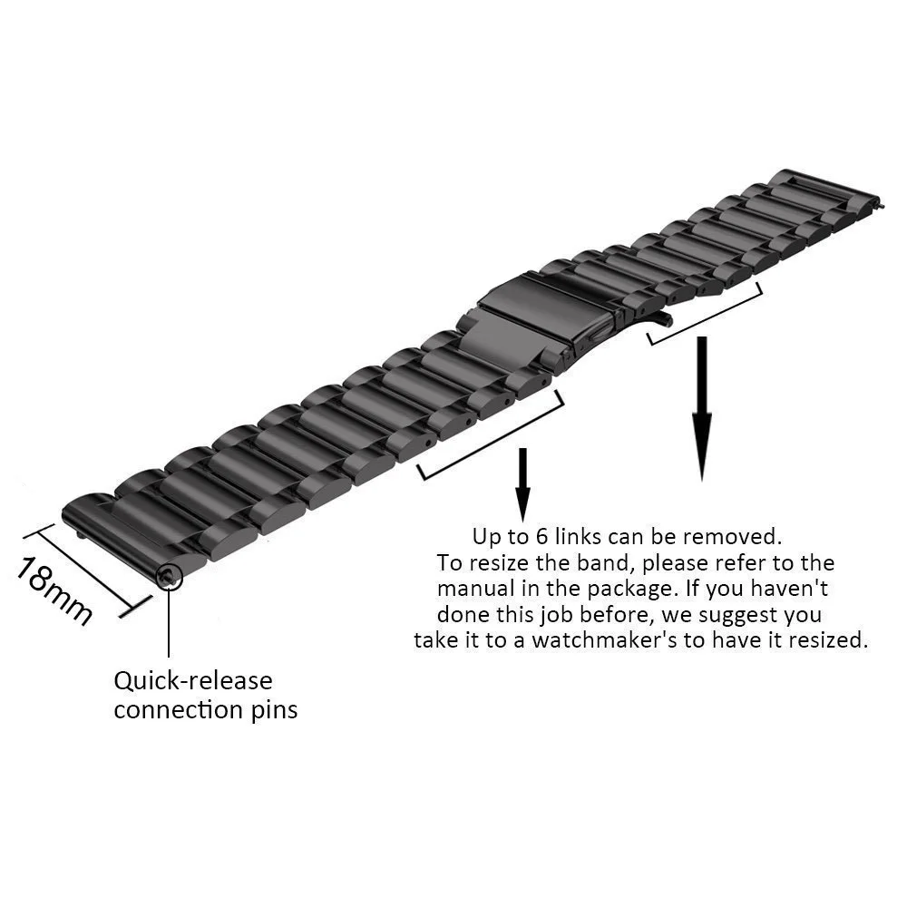 18mm 20mm 22mm Stainless Steel Watch Band Strap For Samsung Gear S2 S3 smart watch Link bracelet black for Samsung Gear S2
