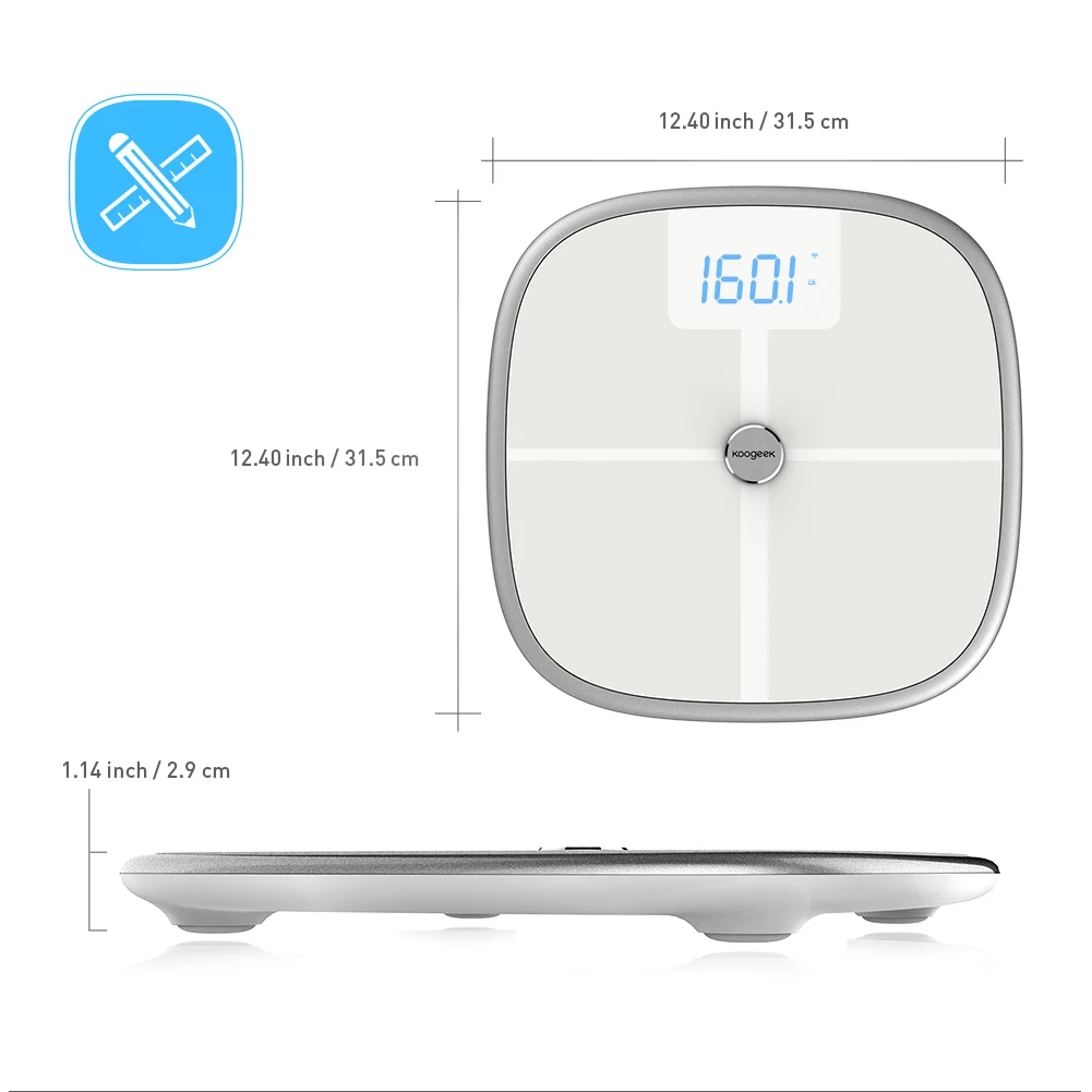 Koogeek FDA одобренные смарт-весы для здоровья Bluetooth Wi-Fi синхронизация измеряет мышечную кость массы BMR Висцеральный вес тела жировые мониторы