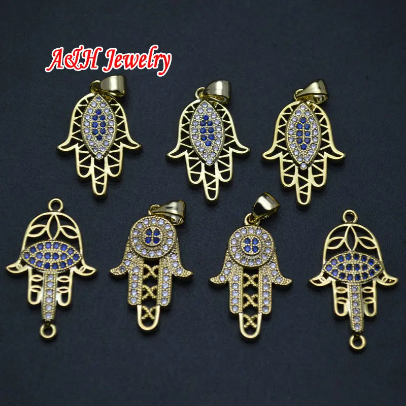 Подвески в виде руки хамсы золотого цвета с Cz бусинами вставка подвеска Фатима
