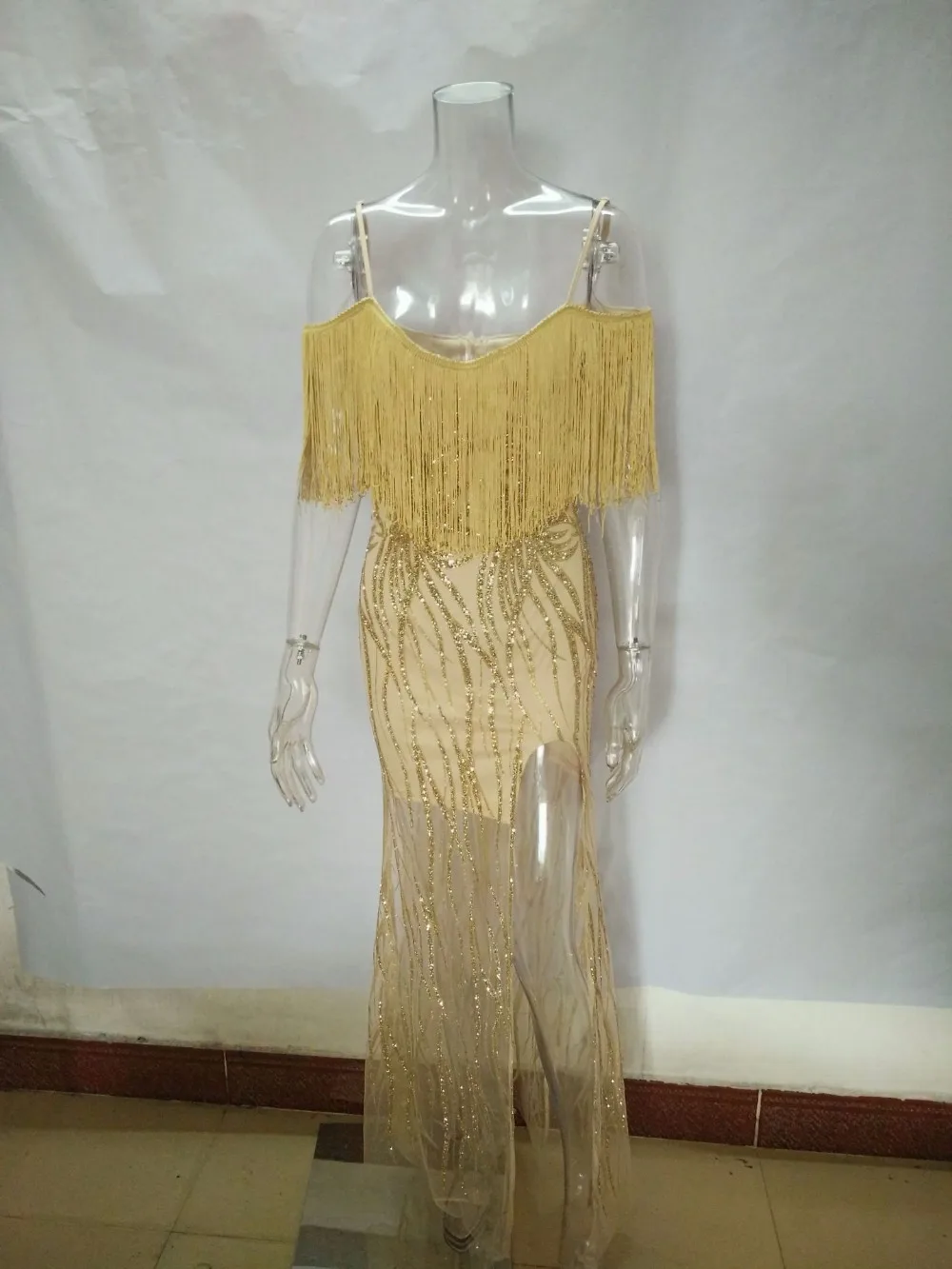 OMILKA 2017 осеннее женское платье с v образным вырезом и высоким разрезом кисточками