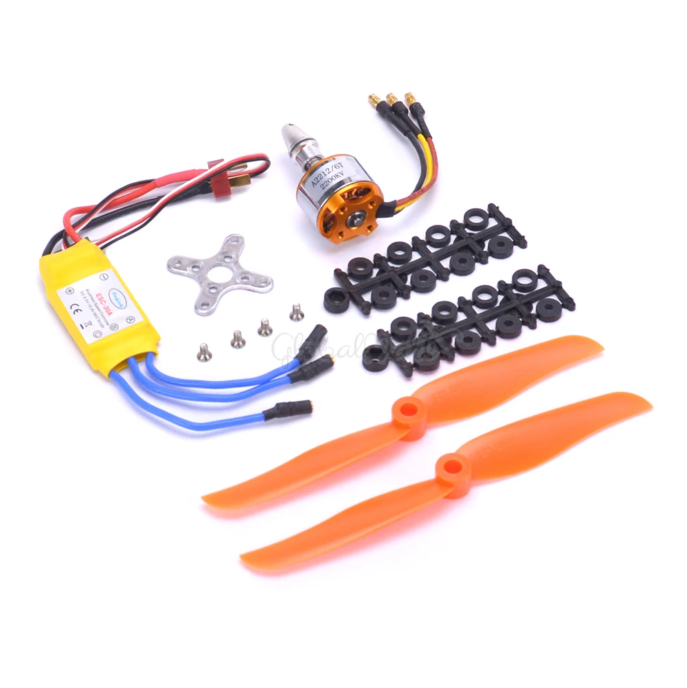 Бесщеточный электродвигатель Outrunner A2212 2212 2200KV + 30A ESC 6035 комплект четырехроторных