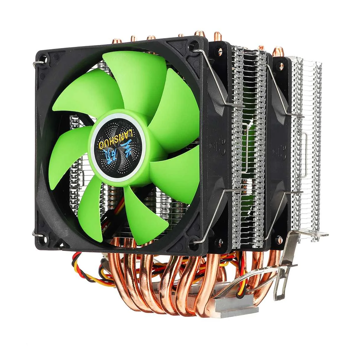 Green Процессор кулер 6 Медь тепловых трубок двойной вентилятор Cooler Тихий охлаждающий вентилятор радиатора для LGA 1150/1151/1155/1156/1366/775 для AMD - Blade Color: Green