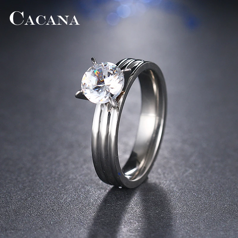 Женские кольца из нержавеющей стали CACANA модные ювелирные изделия № R28|stainless steel