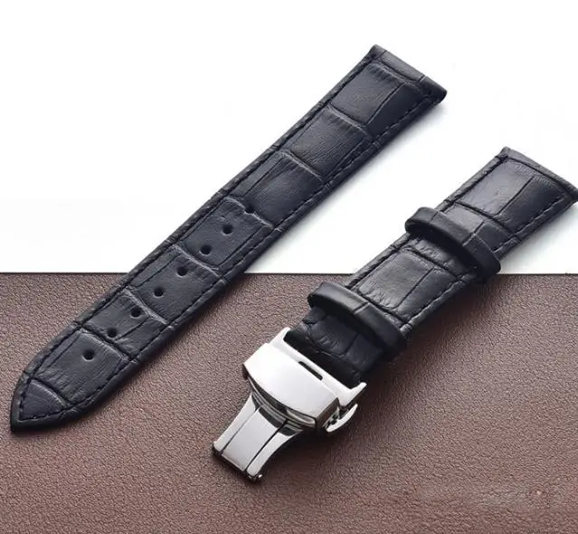 Black 20 22 мм ремешок из натуральной кожи для Huami Amazfit bip Pace Stratos 2 2s часы браслет для Garmin Vivoactive 3 645 ремень черный - Цвет: Black