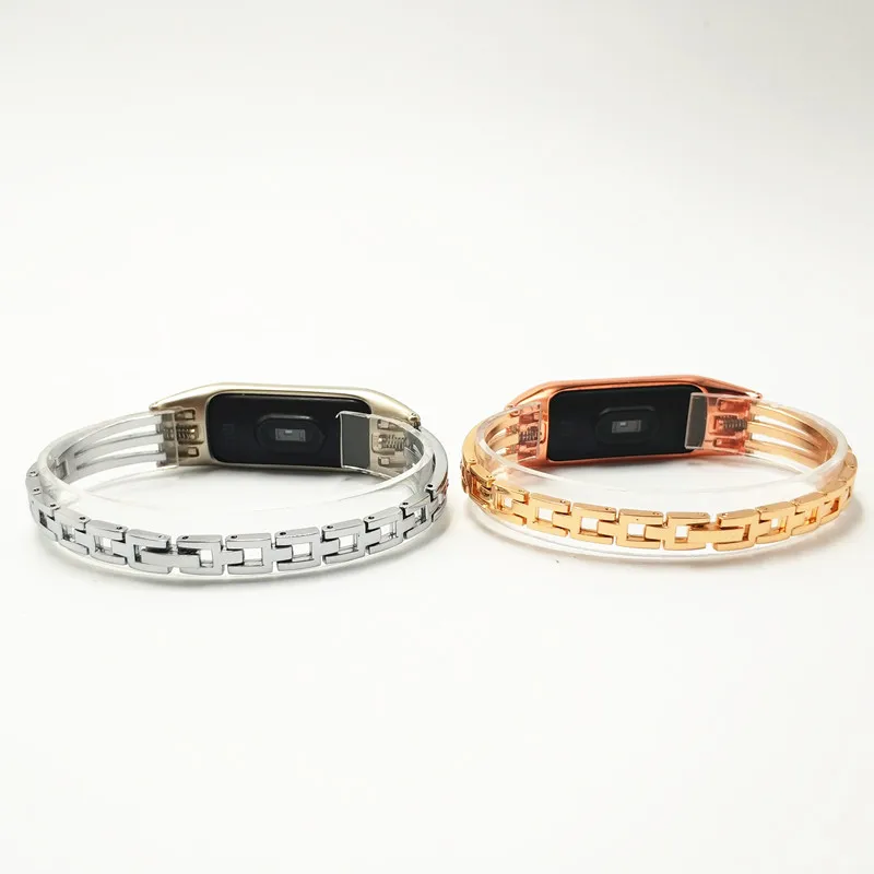 Miband 3 Часы Браслет из натуральной нержавеющей стали ремешок для Xiaomi Band 3 с бриллиантовым ремешком для часов Correas De Reloj