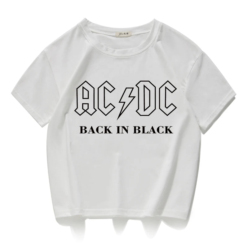 Известный бренд ACDC, женские топы, хлопок, футболка, Повседневная футболка, женская футболка с круглым вырезом, подходит ко всему, топ, летний Свободный Топ, женская одежда