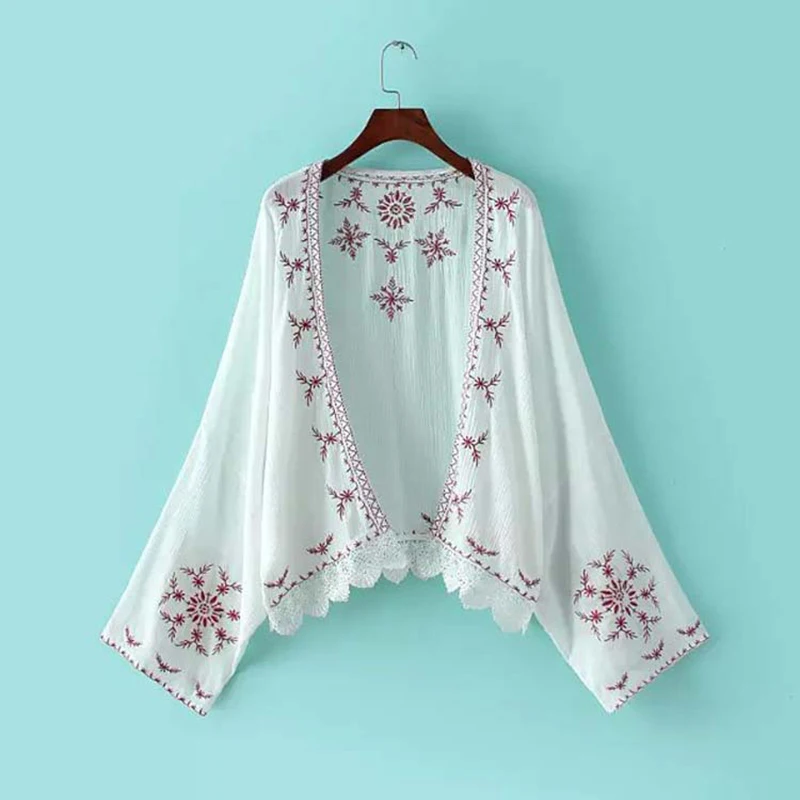 Boho цветочной вышивкой Рубашки для мальчиков Для женщин Племенной Стиль Винтаж
