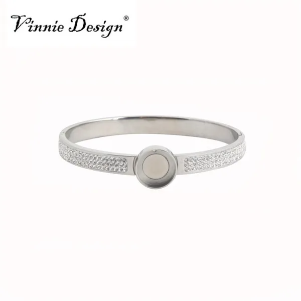 Браслет Vinnie из нержавеющей стали с роскошными кристаллами 12 мм|steel bangle|stainless steel
