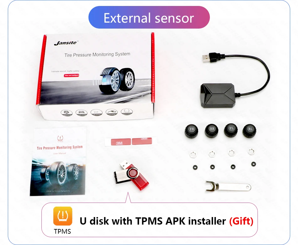 Jansite TPMS автомобильных шин давление сигнализации мониторы системы Солнечный мощность зарядки дисплей умный температура Предупреждение с 4 Датчики