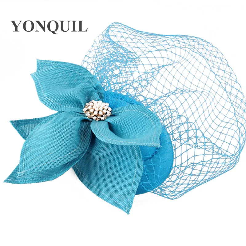 

New Arrival Sea Blue Lady's Popular kentucky Imitation Sinamay Fascinator Headpiece For Women Wedding Cocktail Church Party Hats