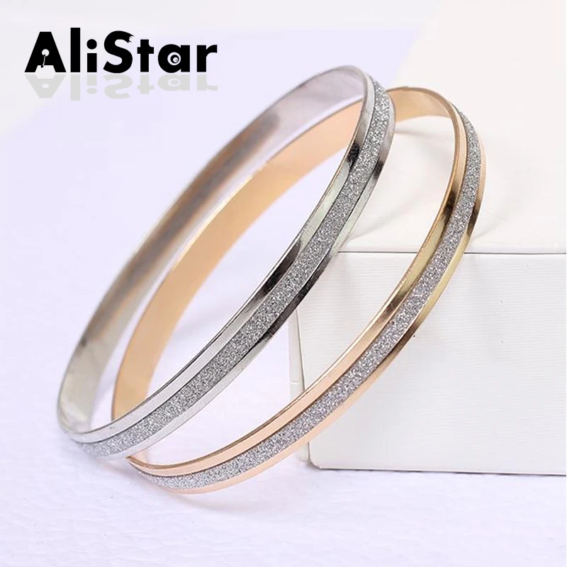 

New arrive Women Girl Ladies Rose Gold Silver Plated Bangle Bracelets Elegant Scrub Design Fashion Gift #BR037
