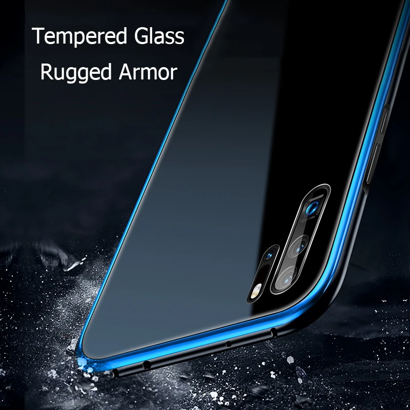 Роскошный чехол из закаленного стекла для Huawei P30 Pro авиационная металлическая