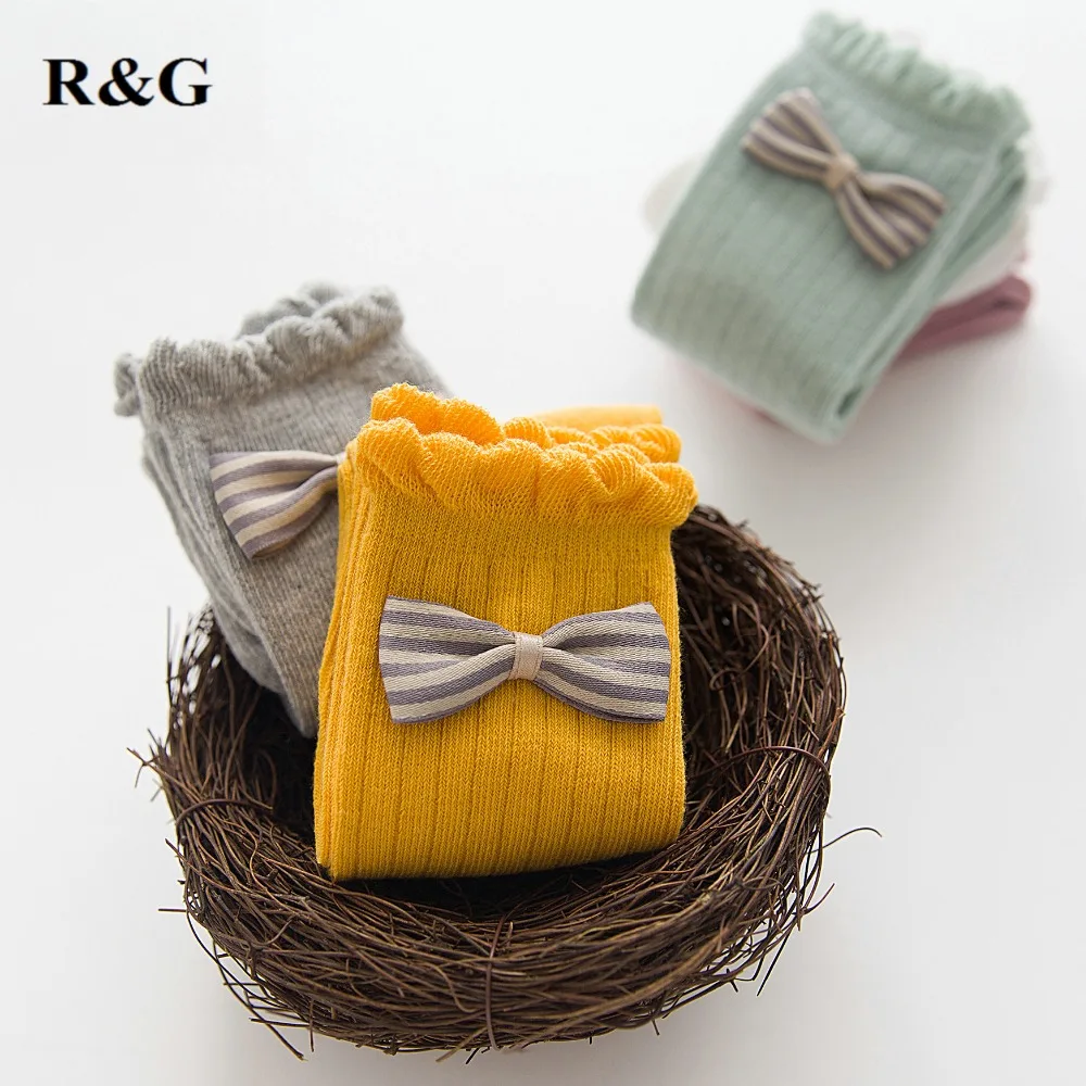 

5 pairs/lot kids socks girl socks soft cotton lovely bow-knot socks knee high for girls children spring 18095
