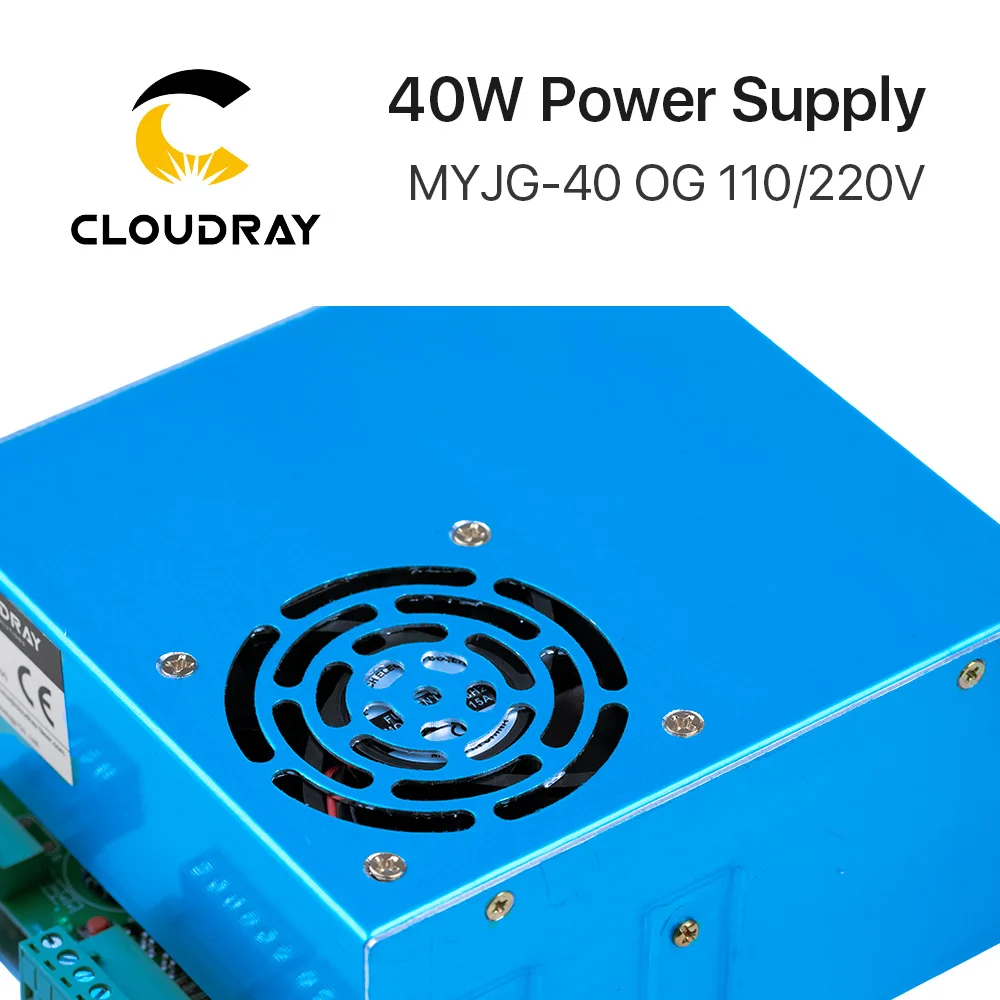 Источник питания 40Вт для CO2 лазера, MYJG 40Вт 110B/ 220В от Cloudray для лазерной трубки, гравировального, металлорежущего станка
