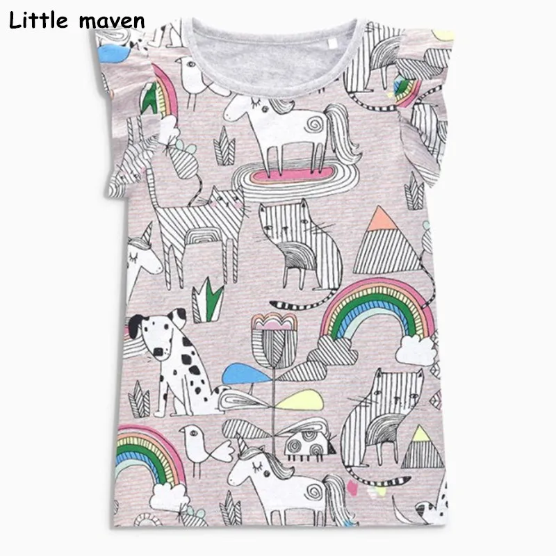 Little maven/детская одежда 2018 летняя для маленьких девочек футболка с короткими