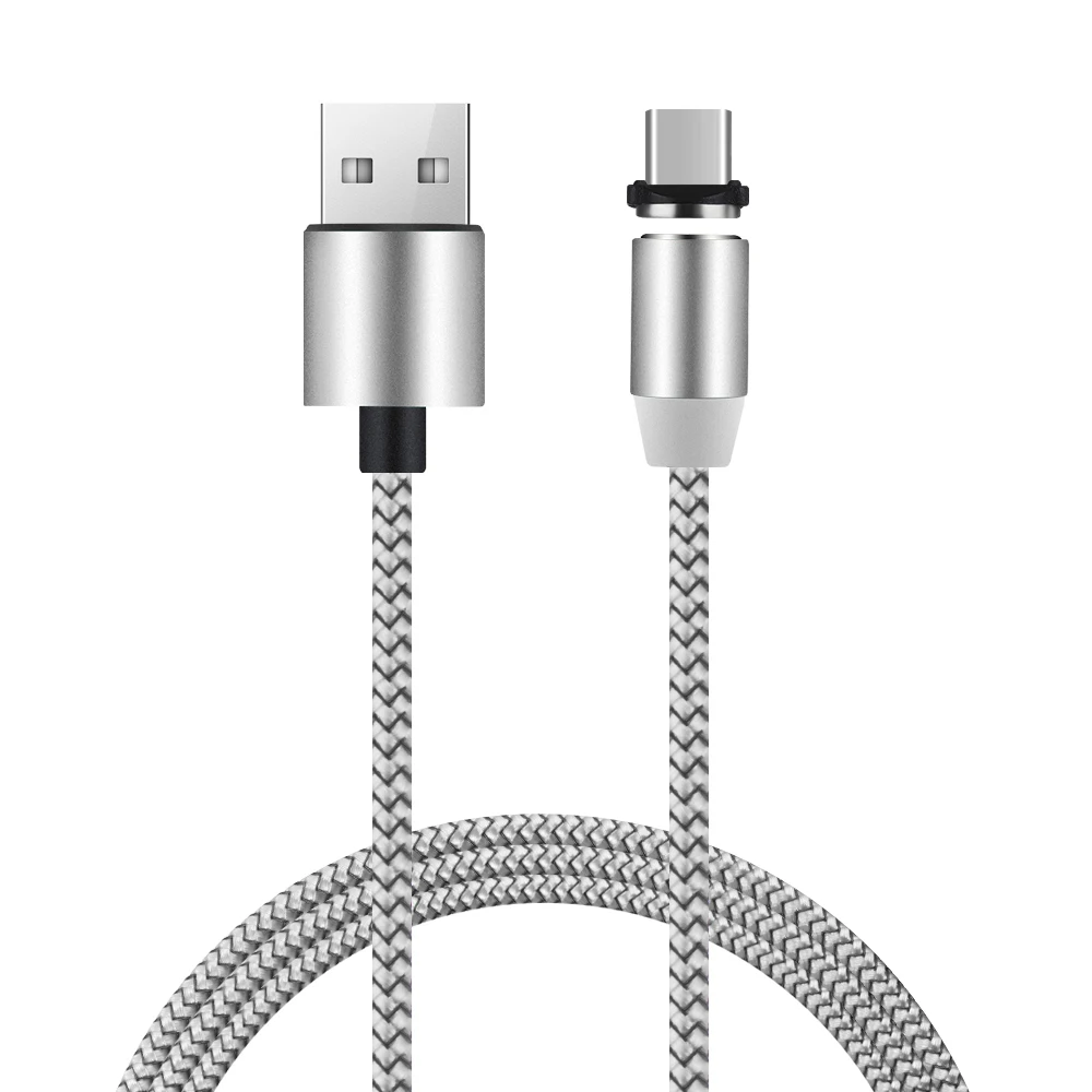 Silver 1 шт. Магнитный кабель Micro USB type C для быстрой зарядки, светодиодный, светящийся, зарядное устройство, плетеный шнур, разъем для смартфонов samsung huawei - Цвет: Silver