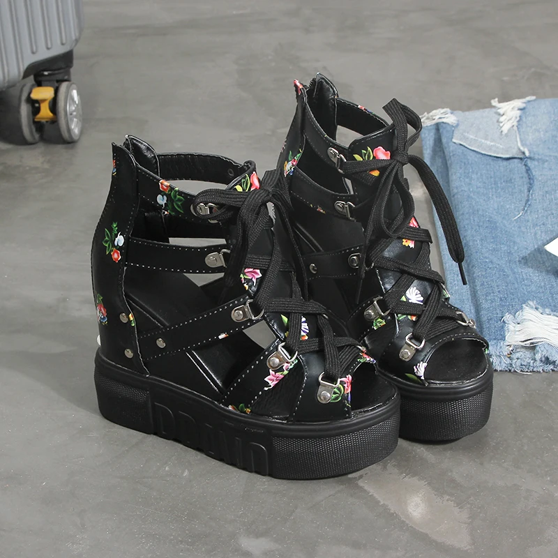 Женские туфли на танкетке; коллекция года; Zapatos De Mujer; летние женские босоножки на платформе и высоком каблуке; Новая брендовая стильная обувь; женские босоножки; Mujer