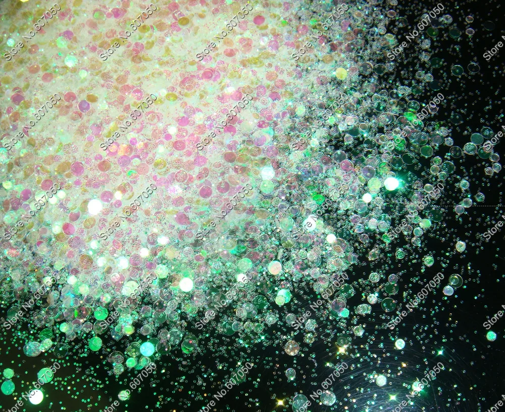 

Mix Sizes Round Dot White with Green Light Tints Shining Nail Glitter Powder Shapes for Nail Art Glitter Craft Decorations