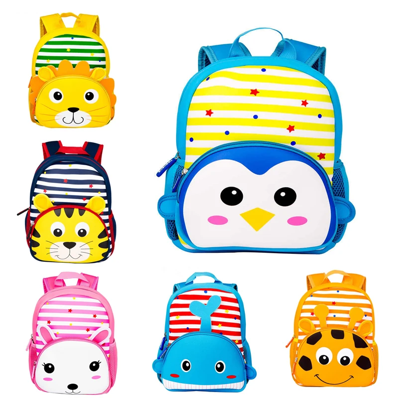 Детский неопреновый рюкзак с объемным мультяшным рисунком, детский портфель для детского сада, Детский рюкзак с животными, школьные сумки д...