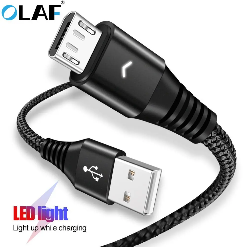 Кабель Micro USB Olaf 2 4 А светодиодный кабель для быстрой зарядки и передачи данных