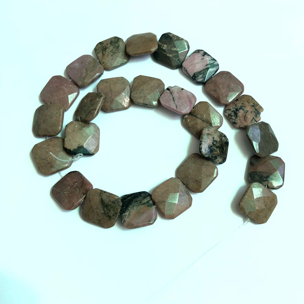 

Wholesale 1string Natural Rhodonite Gem stone Beads10mm 16mm 20mm Faceted Square Beads For Jewelry making 15.5"
