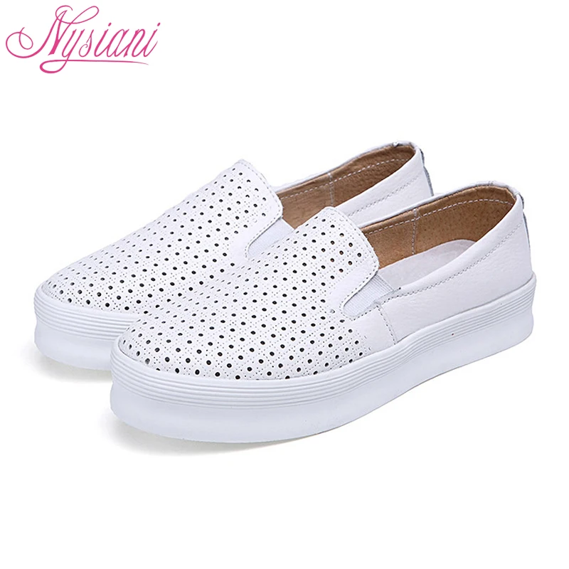 Nysiani Разделение кожа Для женщин без каблука Обувь повседневные Лоферы 2018 новый