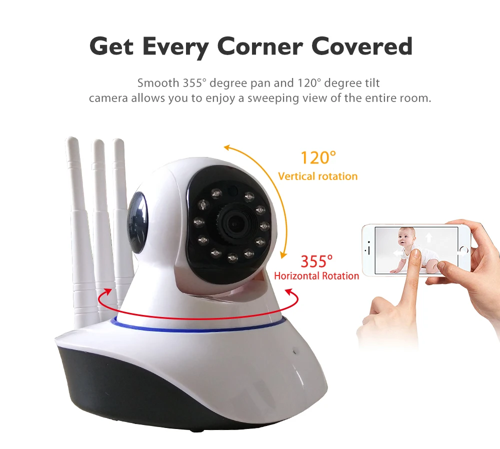Домашний Беспроводной CCTV безопасности HD 1080P IP камера PTZ ONVIF инфракрасный ночное