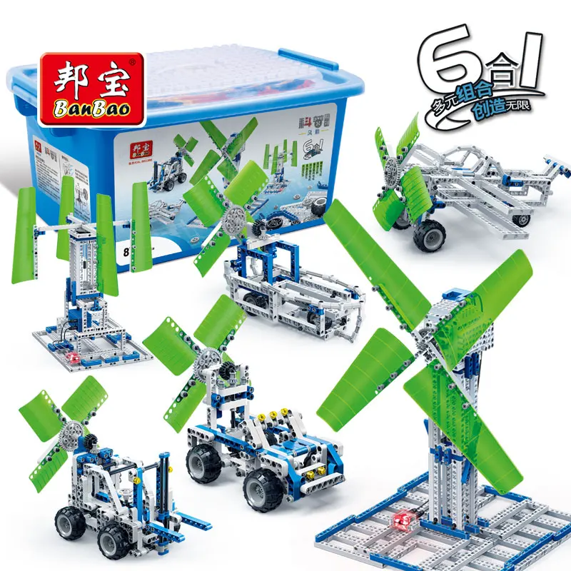 Конструктор ветряная мельница BanBao 6 в 1 развивающая игрушка для детей 6906|Блочные