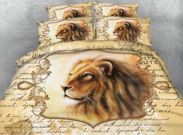 

Luxury Bedding set Lion 3D duvet cover sets sheets bed in a bag sheet linen quilt covers Super King queen size full twin 4PCS