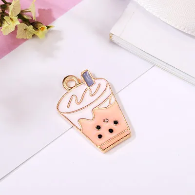 10pcs/pack 15*21mm Lovely Milk Drink Enamel Charms for Jewelry Making Alloy Pendants fit DIY Necklace Bracelet Accessories - Окраска металла: orange