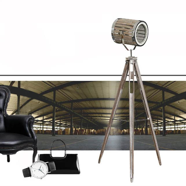 Solid Wood Lampstand Vat Searchlight Floor Lamp Nordic American Vintage Light | Лампы и освещение