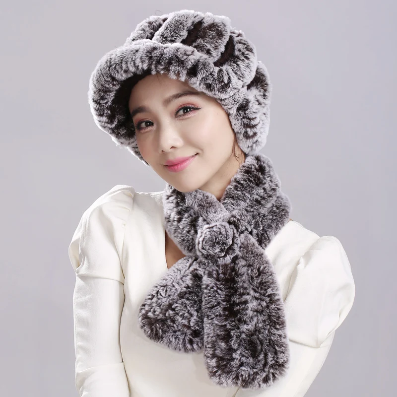 Sheernuo меховая шапка из меха Бобра и кроличьего комплект шарфов женская зимняя
