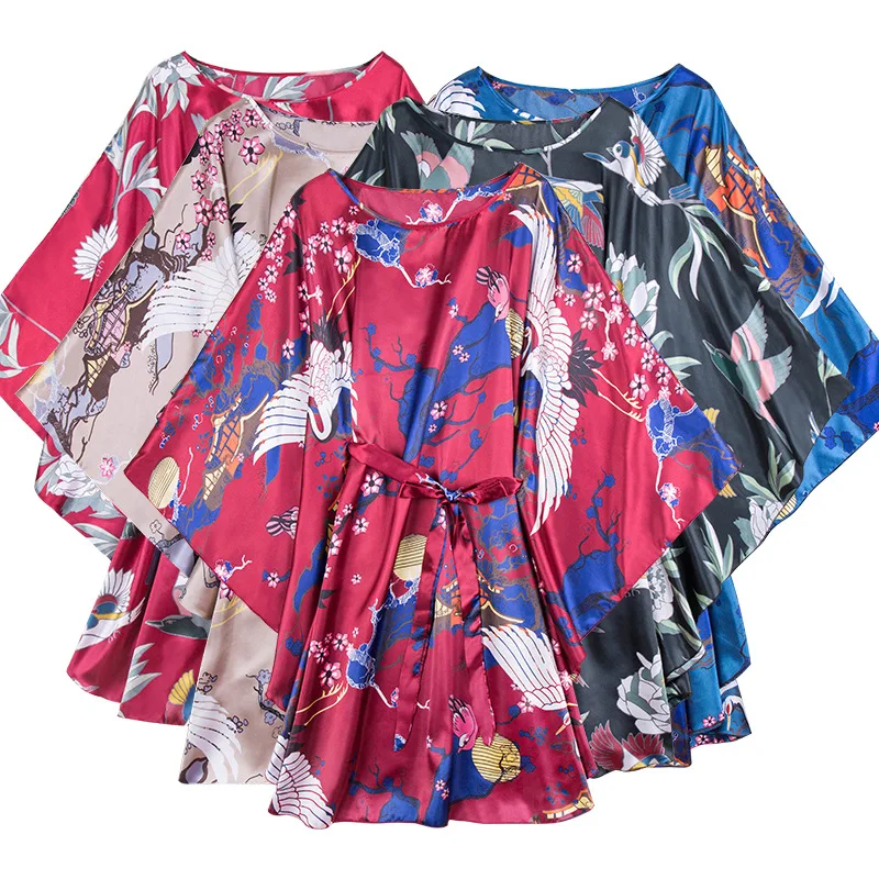 Модный женский летний халат женское банное платье из искусственного шелка Yukata