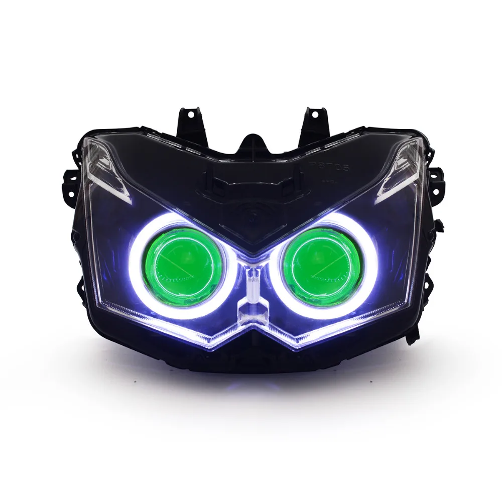 Тыс. тонн для Kawasaki ниндзя-z1000 2010- 2013 мотоциклов Frontlamp лампы HID комплект 2011 2012 ангел ореолы глаза проектор зеленый Зеленый