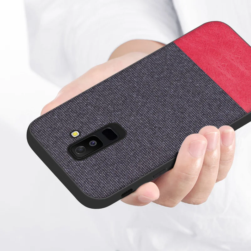 Для Samsung Galaxy A6 2018 чехол мягкий силиконовый край бампер роскошный тканевый для Plus