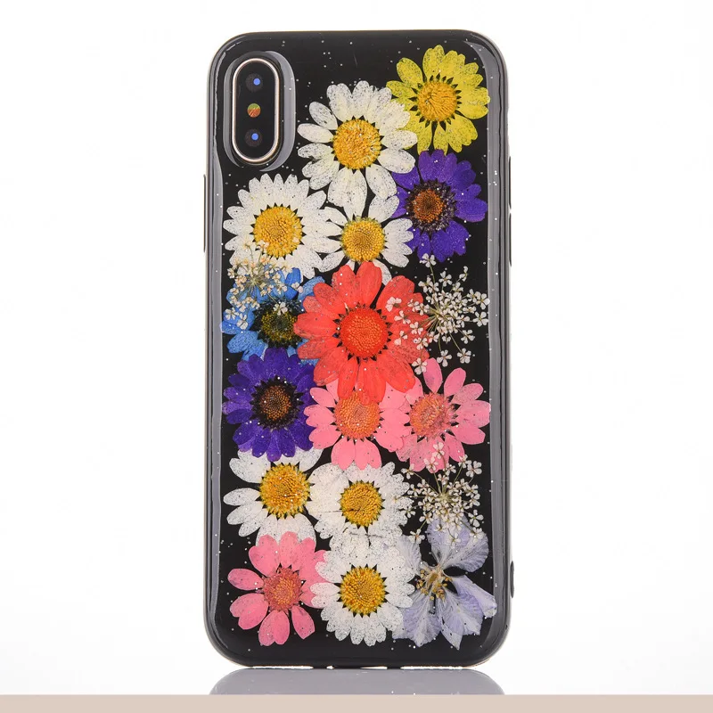 Роскошные сухие цветы чехол для iPhone X XS MAX XR 6 S 7 8 Plus прозрачный настоящий