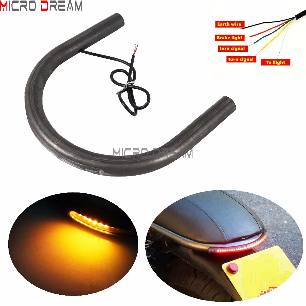 7/8 &quotТруба Кафе Racer заднего сиденья обруч светодиодный тормозной задний фонарь