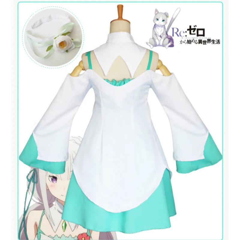 Косплей для Amelia Re: Zero Kara Hajimeru Isekai Seikatsu зеленое платье парик милая девушка взрослый