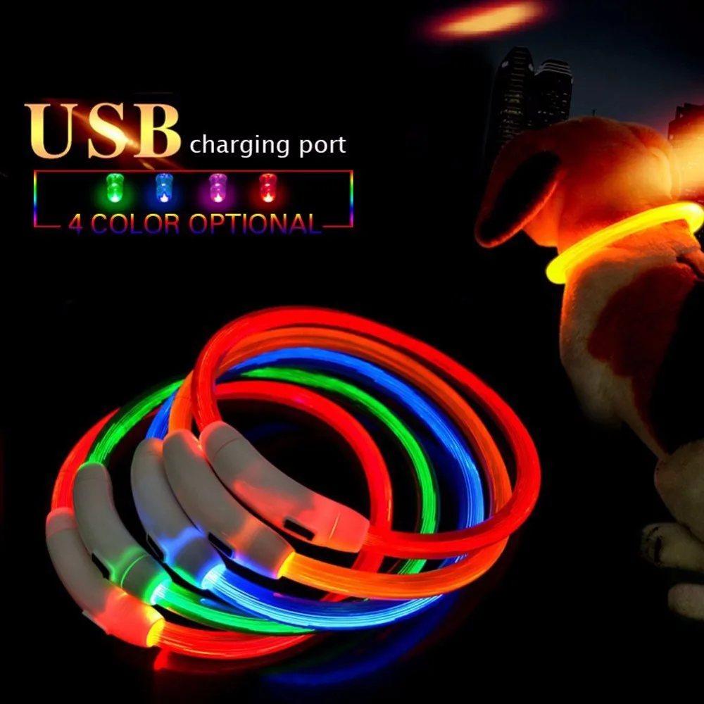 Светодиодный светильник-ошейник для собак, заряжаемый от USB, светящиеся ошейники для собак, светящиеся ошейники для домашних животных с ночной зарядкой, ошейники для маленьких, средних и больших собак