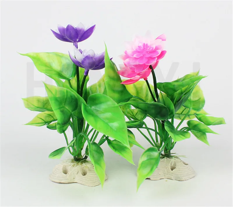 

2pieces/lot Simulation plastic lotus pink purple for water grass aquarium landscaping