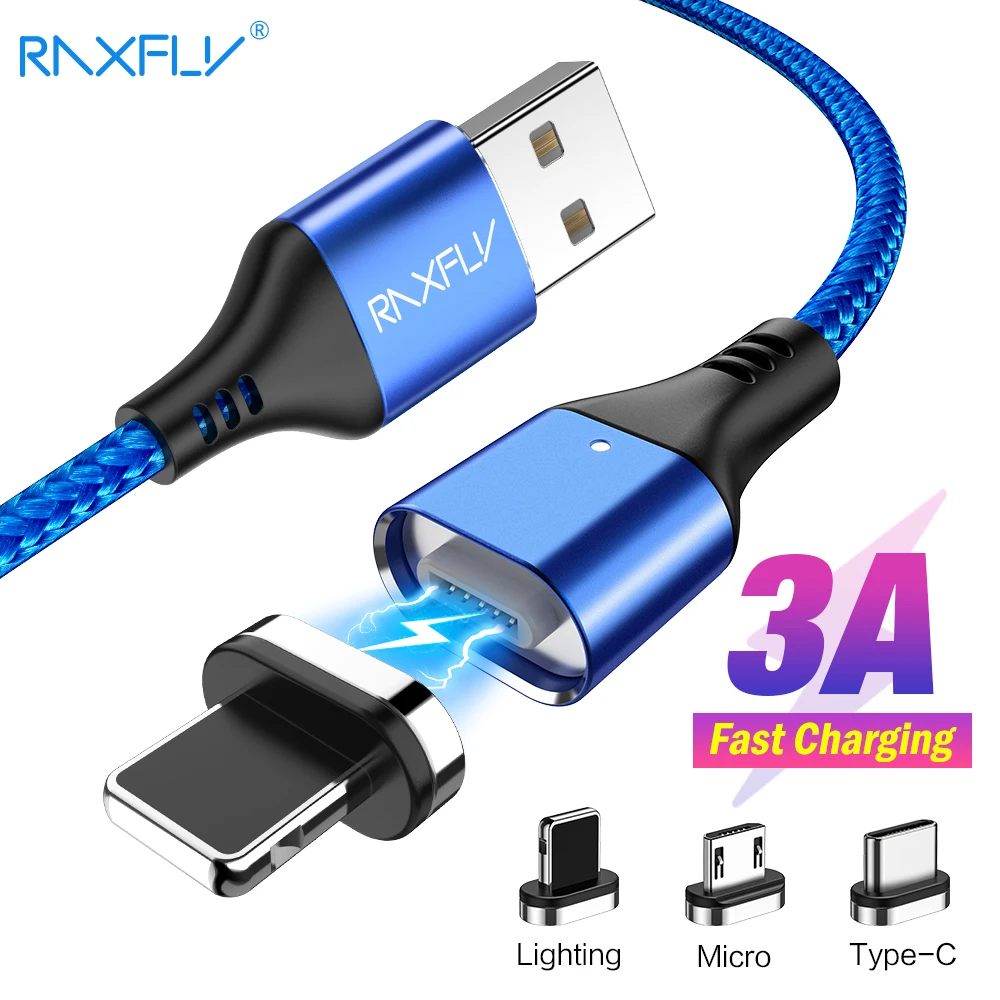 RAXFLY 3A Магнитная зарядное устройство для Xiaomi Redmi Note 7 Магнитный Кабель Micro Тип usb C