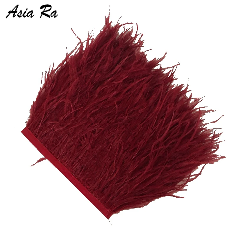 10 метров натуральное винно красное страусиное перо отделка лента с бахромой для