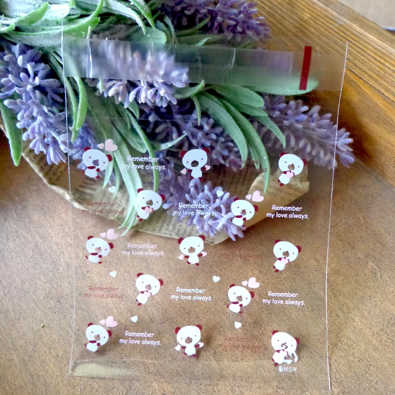 100pcs Cute Bear Transparent Plastic Cookies Baking Christmas Gift Packaging Bags Wedding Biscuits Cake Candy bag | Дом и сад