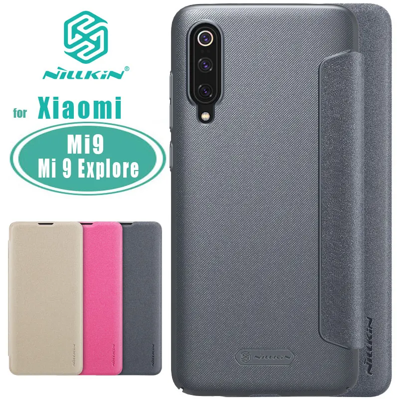 Чехол NILLKIN для Xiaomi Mi9 Explore Роскошные Блестящие Кожаные чехлы-книжки задняя крышка