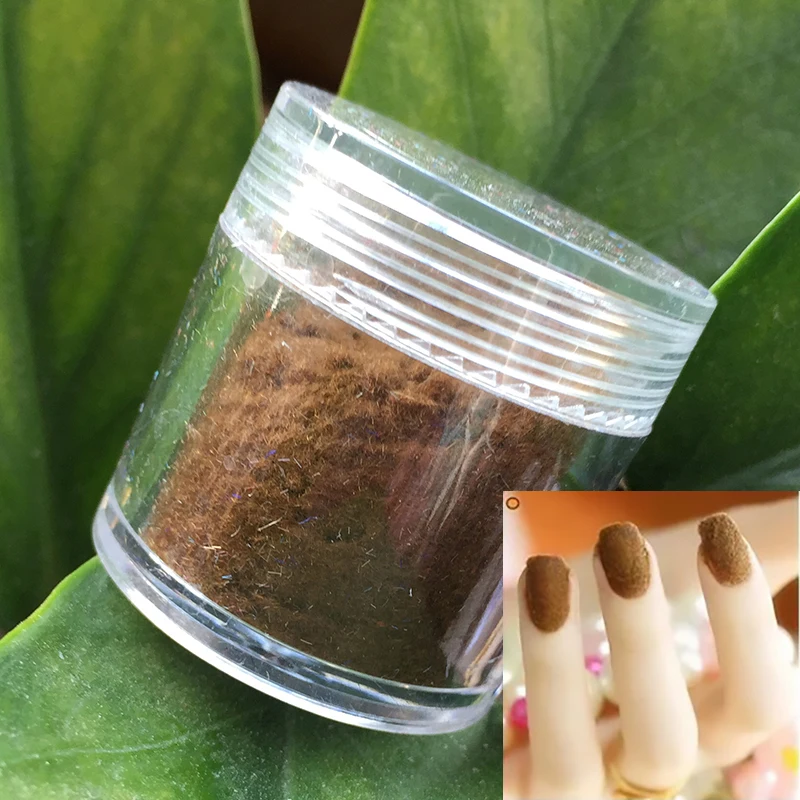 

Nail Glitter Brown Nail Decoration Fuzzy Flocking Manicure Velvet Powder Nylon Powder For 3D Candy Nail Art Tips 10ml/bottle