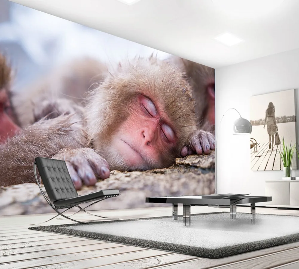Бесплатная доставка 3d фотообои на заказ милая Спящая обезьяна мраморная плитка